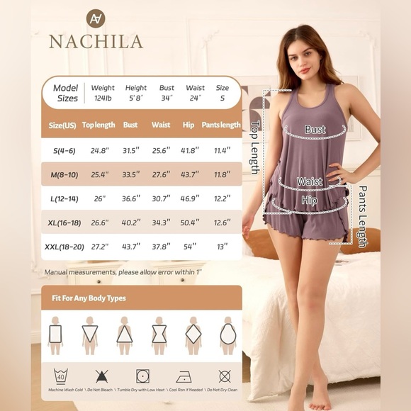 Nachila Ribbed Pajama Set - Racerback Tank Top and Shorts Sage Green Size Small - Picture 7 of 7